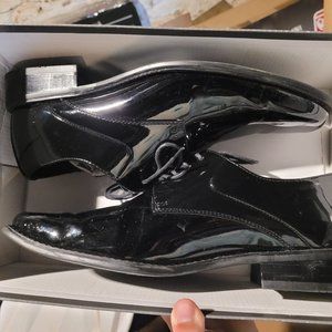 MENS ZENGARA BLACK DRESS TUXEDO SHOES 11.5 11M PERFECT WORN ONCE SHINY